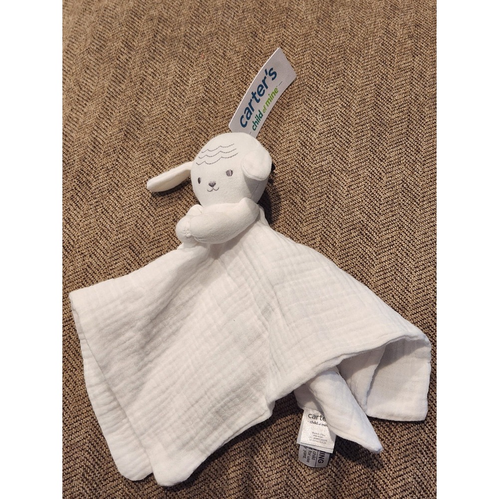 Carters Child of‎ Mine Small White Cotton Muslin Lamb  Blanket Lovey NEW 2023